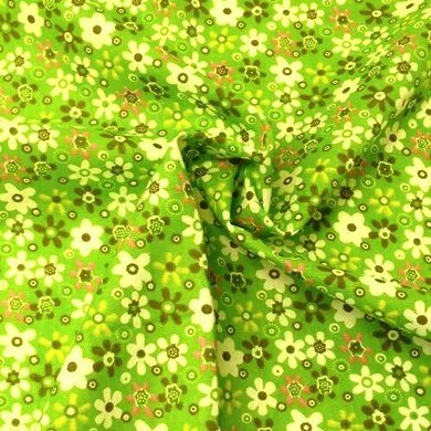 Ткань хлопок цветочки крупные цв. зеленый 50х50см.
