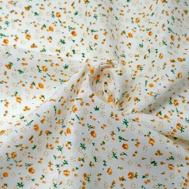 Ткань хлопок цветочки мелкие цв. оранжевый 50х50см.