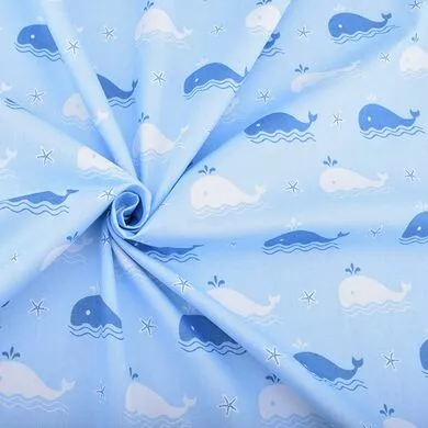 Ткань хлопок киты цв.голубой 50х40см.