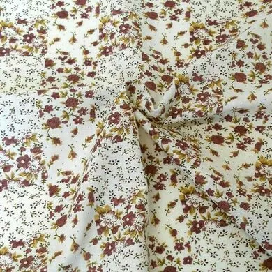 Ткань хлопок цветочные квадраты цв. бежевый 50х50см.